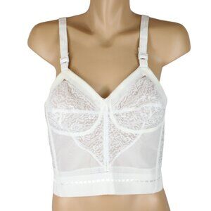 Vintage Lady Wonder by Wonder Bra Long Line Lace Bra White 38B b125